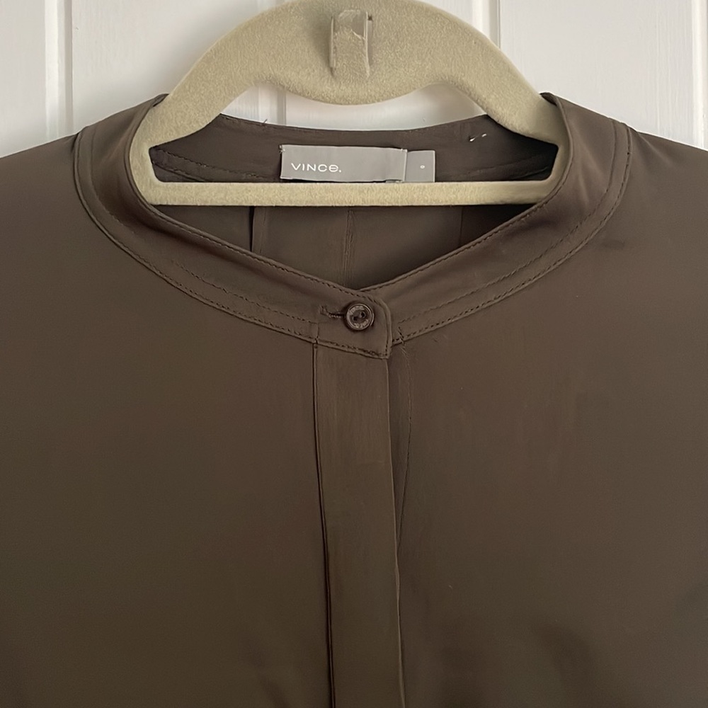 Vince Split Back Button Down Silk Top - image 2